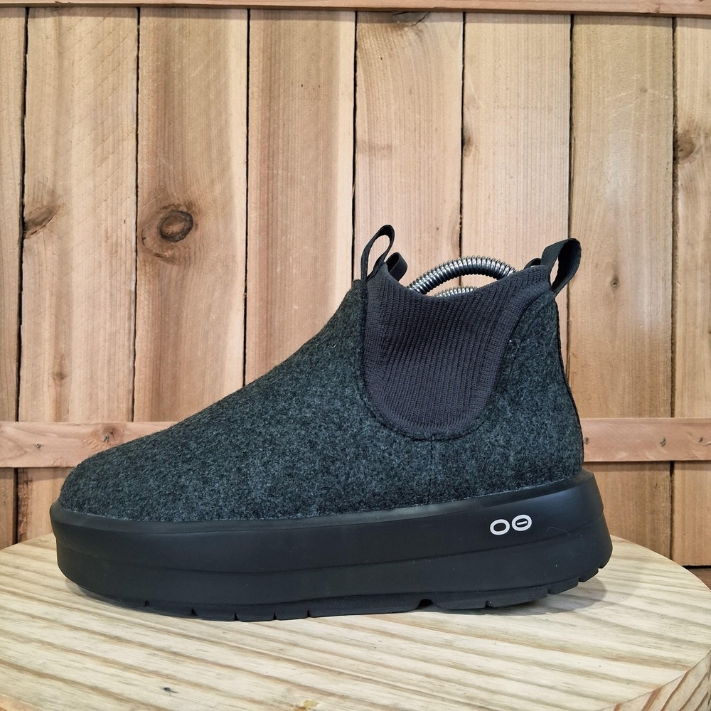 Oofos OOmega Londoner Boots Womens 7 Gray Felt Chelsea Ankle Slip On Comfort